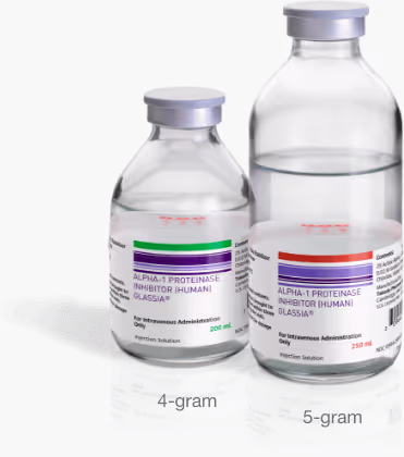 GLASSIA’s larger vial options: 4-gram and 5-gram.